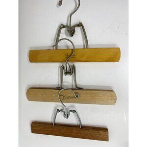 Lot Of 3 Vintage Wooden Pant Hangers Skirt Slacks with Metal Clamps